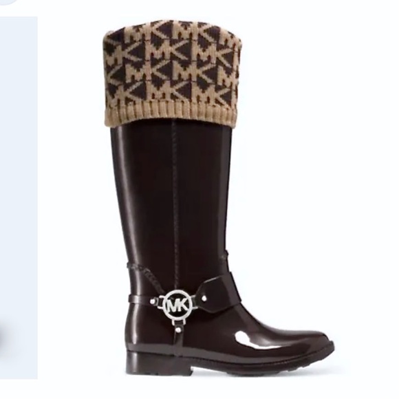 MICHAEL KORS Black/Grey MK Logo Cuff Boot Liners Socks S/M 6-8. - Picture 7 of 7